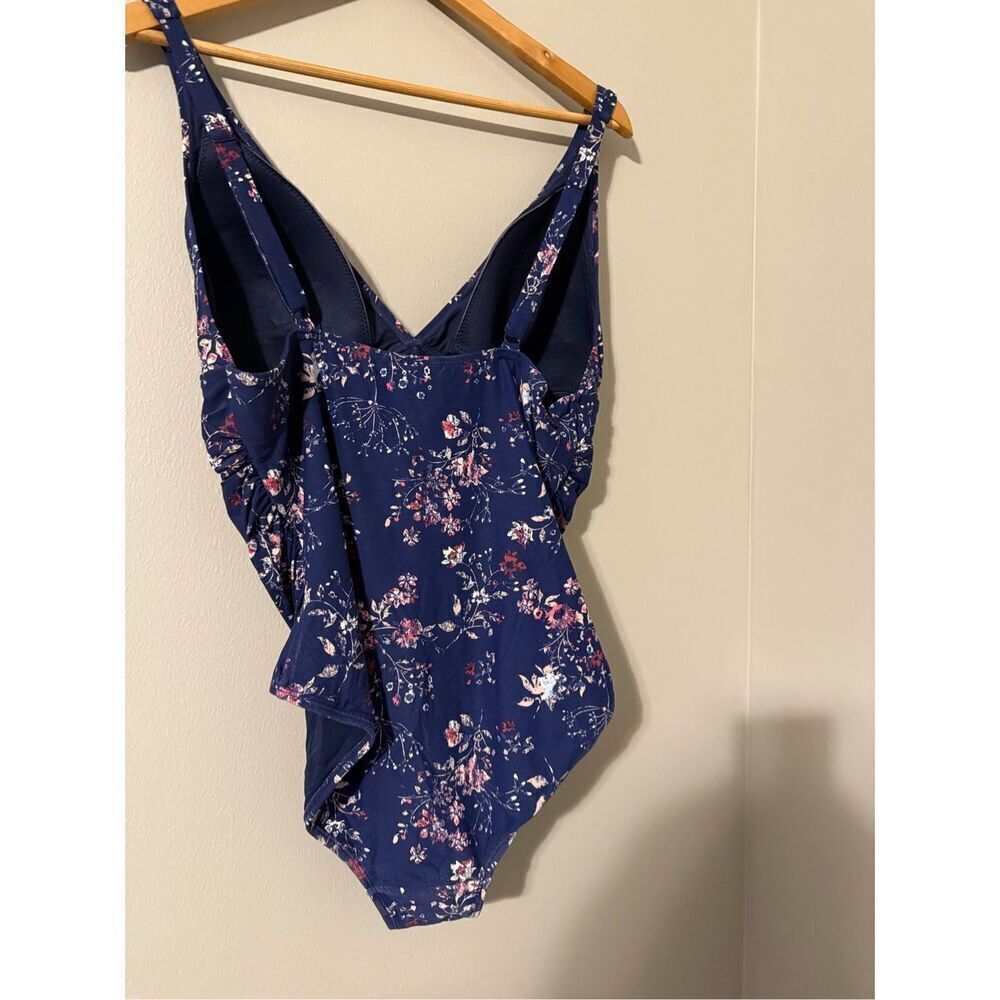 Niptuck Swim Size 12 Multi Fit Cup One Piece Swimsuit Blue Wildflower Floral - Picture 6 of 9